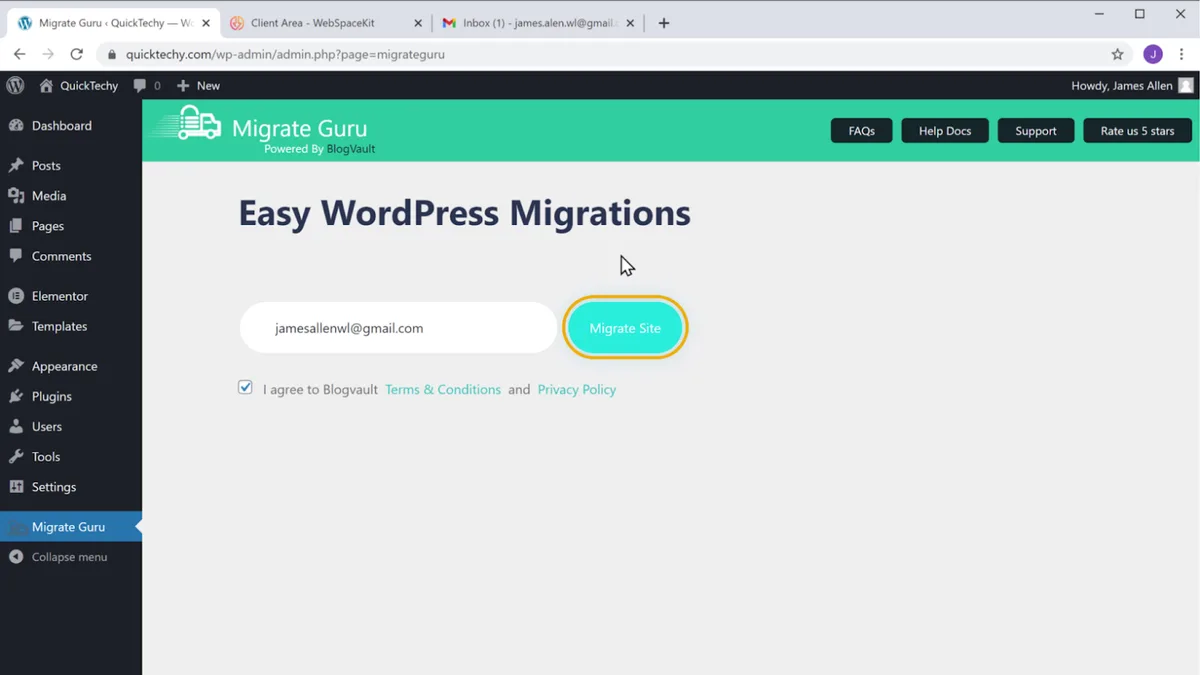 how to migrate wordpress site to hostinger for free